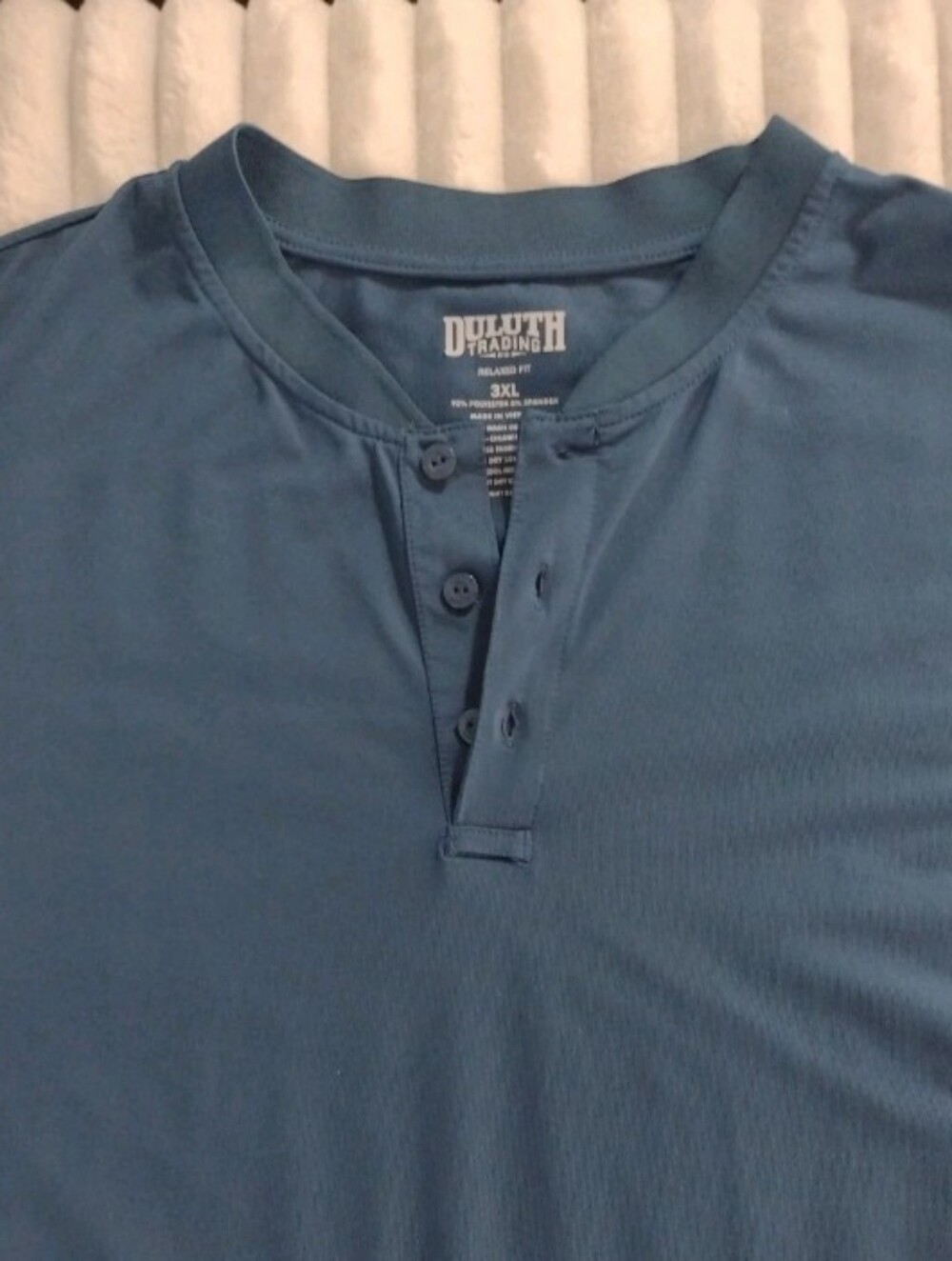 Duluth Trading Mens 3XL 3 Button Short Sleeve Henley Deep Turquoise Relaxed Fit